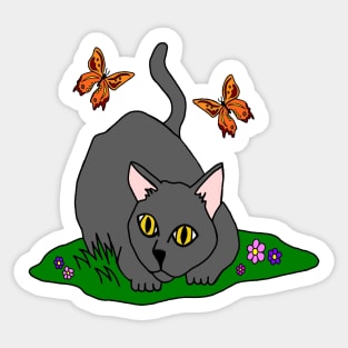 Cat and Butterfly Sticker